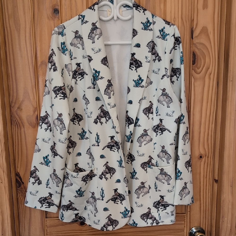 Stylish Cream Printed Women's Blazer